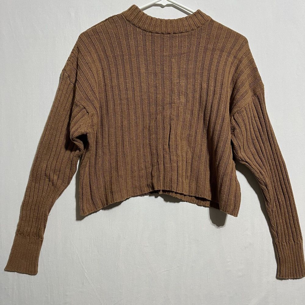 American Eagle Outfitters Cropped Sweater Women's XS Brown‎ Knitted Pullover